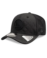 New Era Men's Black Golden State Warriors Quilted Nylon 9SEVENTY Trucker Adjustable Hat