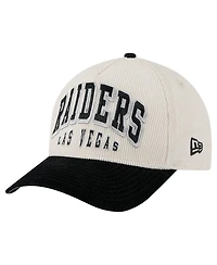 New Era Men's Cream/Black Las Vegas Raiders Two-Tone Sided Corduroy 9FORTY A-Frame Adjustable Hat