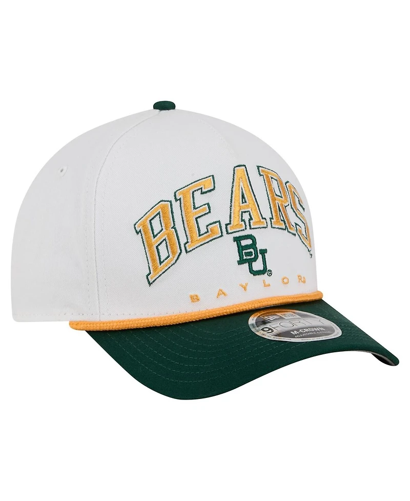 New Era Men's White/Green Baylor Bears Arch Two-Tone Rope 9FORTY A-Frame M-Crown Adjustable Hat