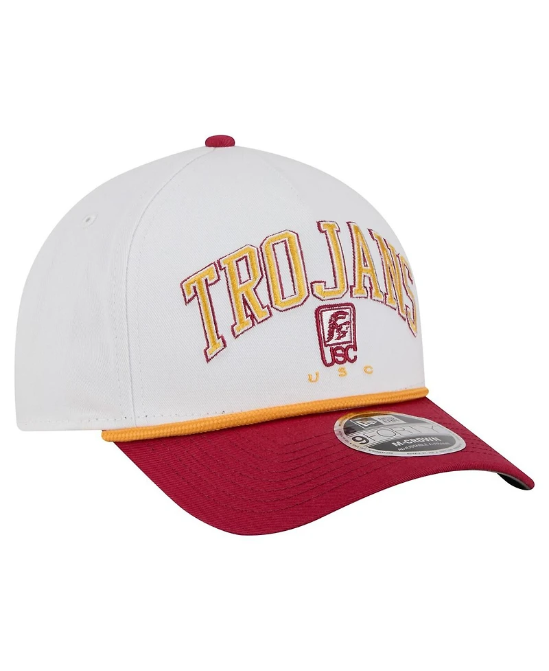 New Era Men's White/Cardinal Usc Trojans Arch Two-Tone Rope 9FORTY A-Frame M-Crown Adjustable Hat