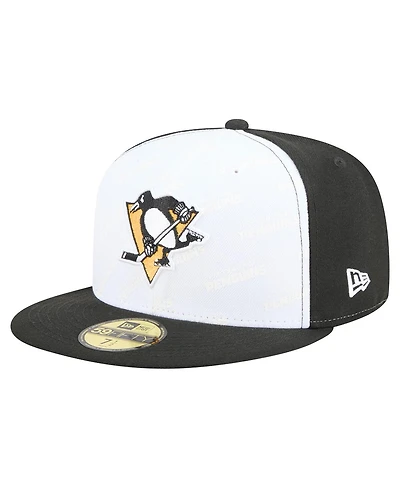 New Era Men's White/Black Pittsburgh Penguins Repeat Two-Tone 59FIFTY Fitted Hat