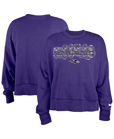 New Era Girl's Purple Baltimore Ravens Flip Sequin Sweatshirt