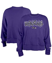 New Era Girl's Purple Baltimore Ravens Flip Sequin Sweatshirt