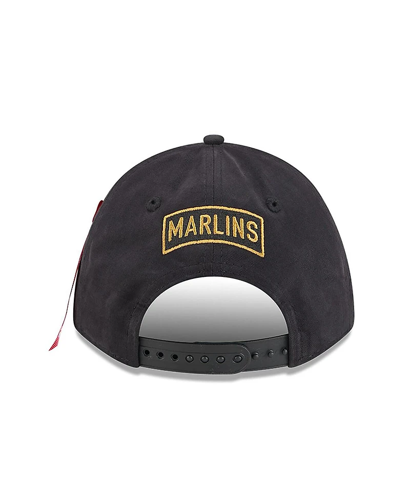 New Era Men's Black Florida Marlins A-Frame 9FORTY Adjustable Hat