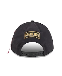 New Era Men's Black Florida Marlins A-Frame 9FORTY Adjustable Hat