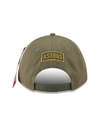 New Era Men's Olive Houston Astros A-Frame 9FORTY Adjustable Hat