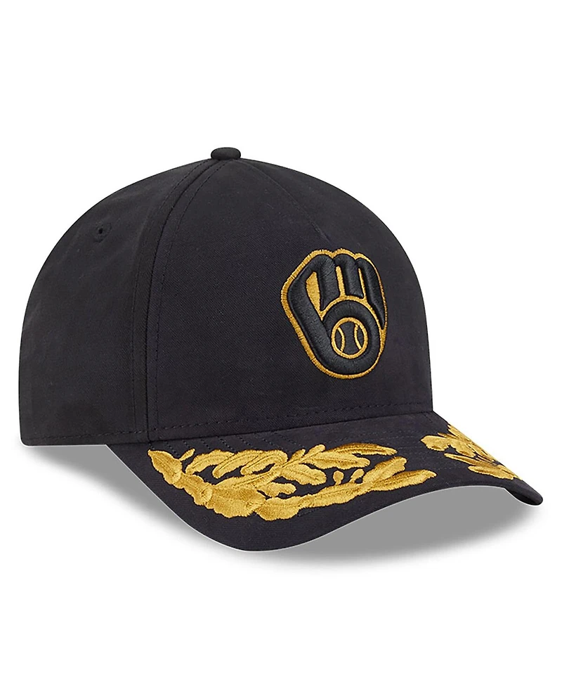 New Era Men's Black Milwaukee Brewers A-Frame 9FORTY Adjustable Hat