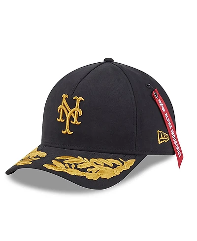 New Era Men's Black New York Mets A-Frame 9FORTY Adjustable Hat