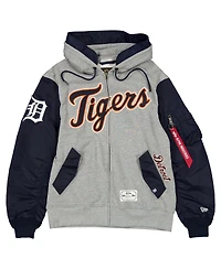 New Era Men's Heather Gray/Navy Detroit Tigers Full-Zip Hoodie Jacket