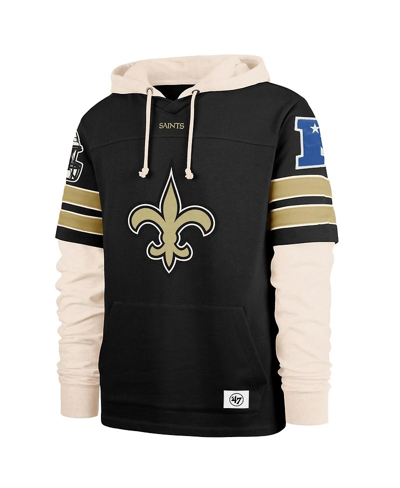 '47 Brand Men's Black New Orleans Saints Split Zone Cornerback Duo Hoodie