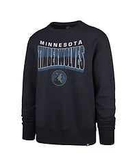 '47 Brand Men's and Women's Navy Minnesota Timberwolves Brush By Headline Crewneck Sweatshirt