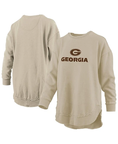 Pressbox Women's Tan Georgia Bulldogs Poncho Fleece Pullover Sweatshirt