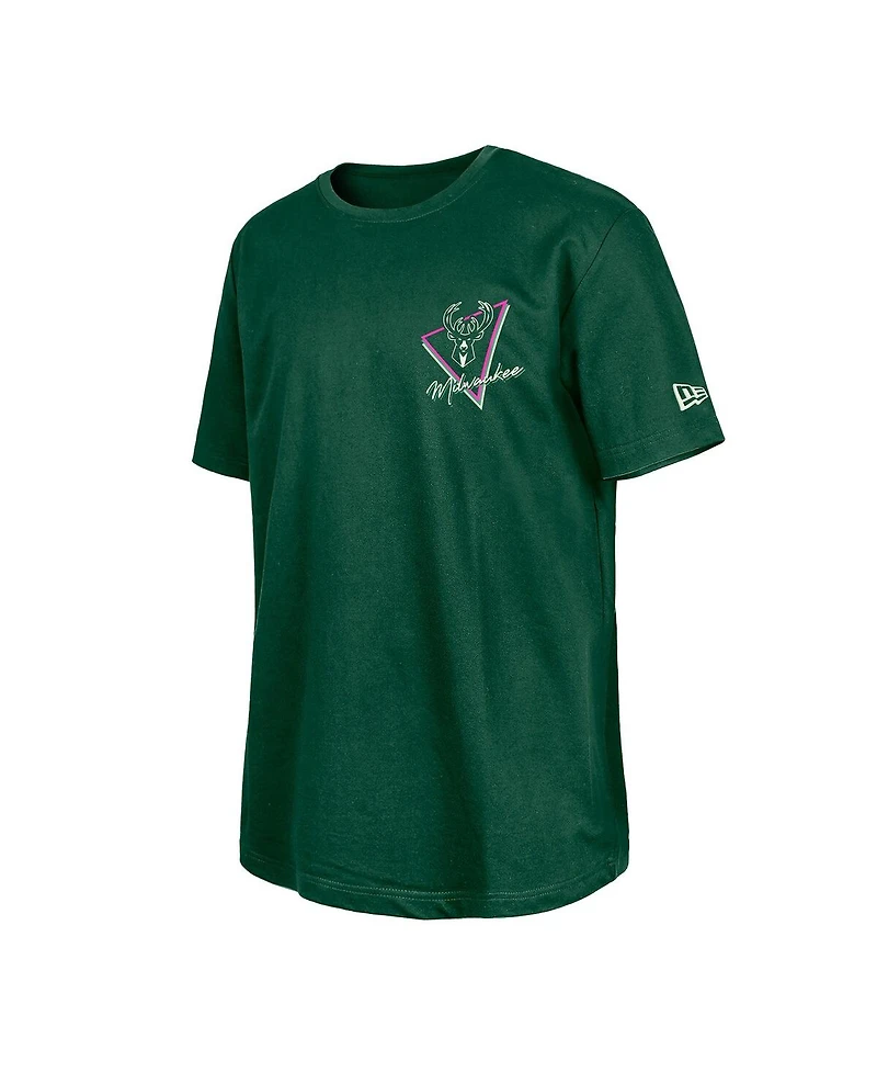 New Era Men's Hunter Green Milwaukee Bucks Glow-in-the-Dark T-Shirt