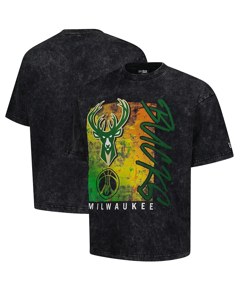 New Era Men's Black Milwaukee Bucks Sport Classics Enzyme Washed T-Shirt