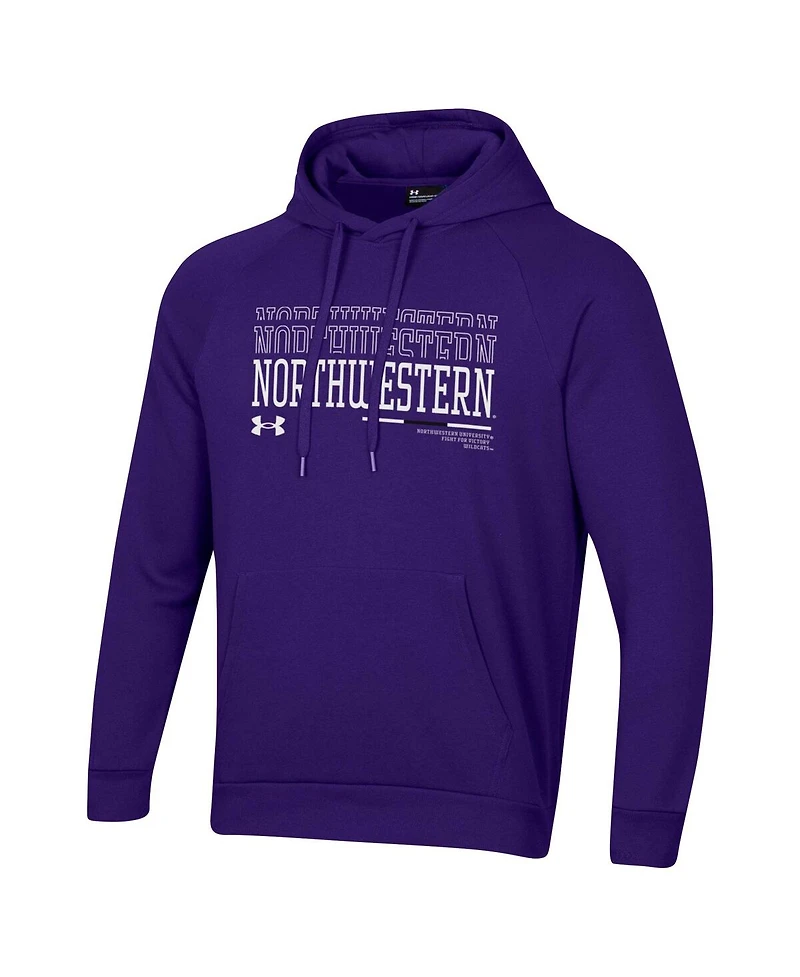 Under Armour Men's Purple Northwestern Wildcats 2024 Sideline Wordmark Rival Pullover Hoodie