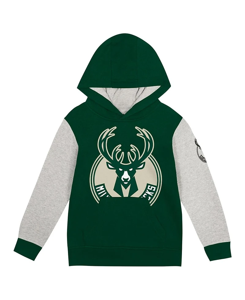 Outerstuff Toddler Hunter Green Milwaukee Bucks Fair Catch Fleece Pullover Hoodie