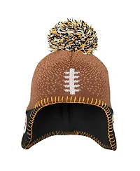 Outerstuff Baby Boys and Girls Brown Pittsburgh Steelers Football Head Knit with Pom Hat