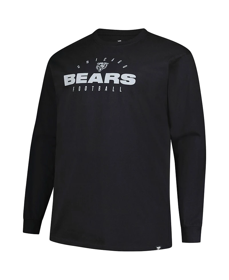 Fanatics Men's Black Chicago Bears Big Tall Coverage Scheme Long Sleeve T-Shirt