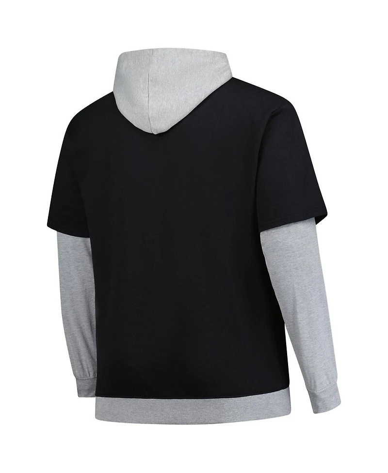 Fanatics Men's Black/Heather Gray Pittsburgh Steelers Big Tall Twofer Pullover Hoodie