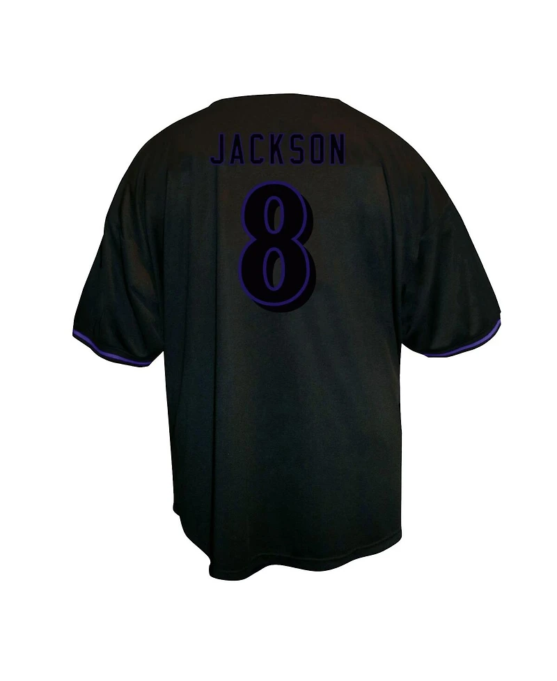 Fanatics Men's Lamar Jackson Black Baltimore Ravens Big Tall Baseball Button-Up Shirt