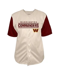 Fanatics Men's Jayden Daniels Cream Washington Commanders Big Tall Baseball Button-Up Shirt