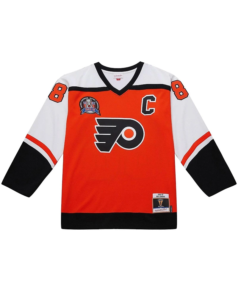 Mitchell & Ness Men's Eric Lindros Orange Philadelphia Flyers Big Tall 1996-97 Blue Line 2.0 Jersey