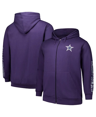 Fanatics Men's Purple Dallas Cowboys Big Tall Sleeve Hit Full-Zip Hoodie