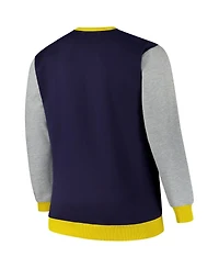 Fanatics Men's Navy Michigan Wolverines Contrast Sleeve Large Chest Big Tall Pullover Sweatshirt
