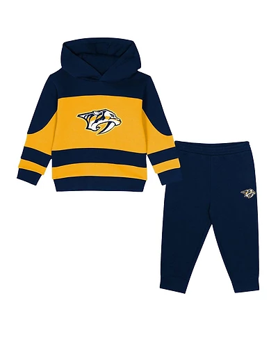 Outerstuff Toddler 2-Piece Navy/Gold Nashville Predators Puck Hero Fleece Hoodie and Sweatpants Set