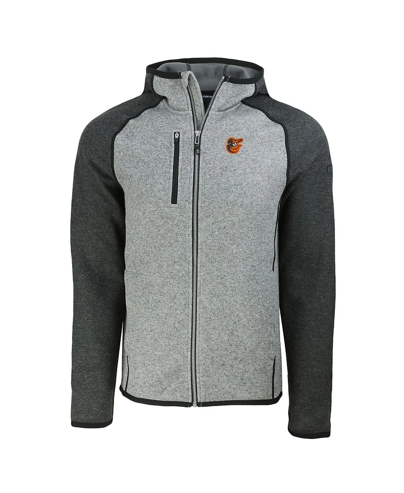 Cutter & Buck Men's Heather Charcoal/Heather Gray Baltimore Orioles Mainsail Full-Zip Hooded Jacket