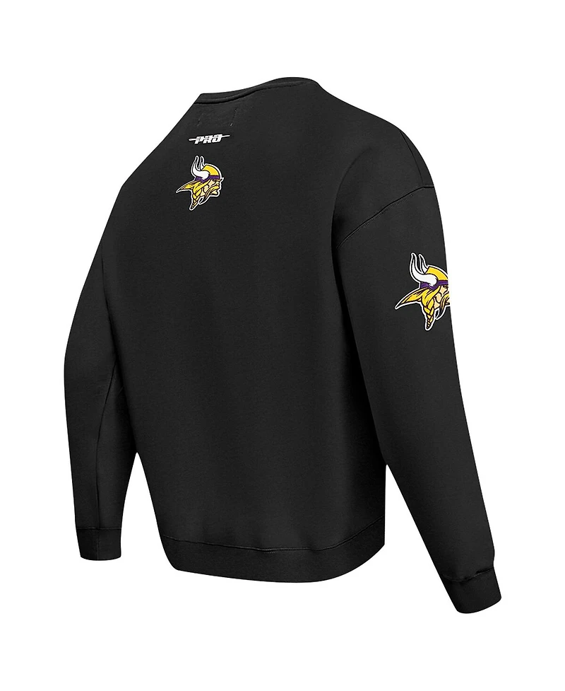 Pro Standard Men's Black Minnesota Vikings Turn It Up Drop Shoulder Pullover Sweatshirt