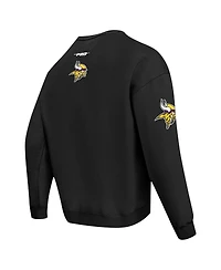 Pro Standard Men's Black Minnesota Vikings Turn It Up Drop Shoulder Pullover Sweatshirt