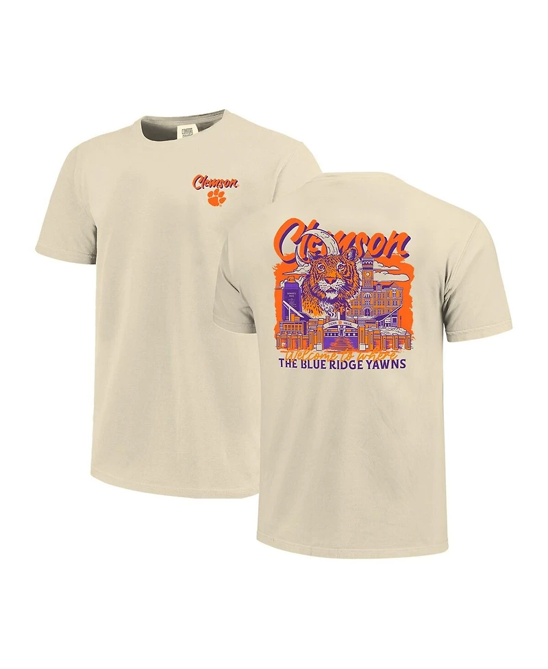 Image One Men's Natural Clemson Tigers Comfort Colors Hand-Drawn Campus Stack T-Shirt