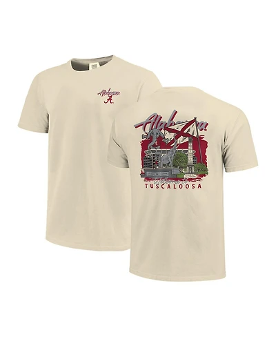 Image One Men's Natural Alabama Crimson Tide Comfort Colors Hand-Drawn Campus Stack T-Shirt