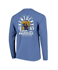 Image One Men's Royal Kentucky Wildcats Comfort Colors Mascot Overlay Long Sleeve T-Shirt