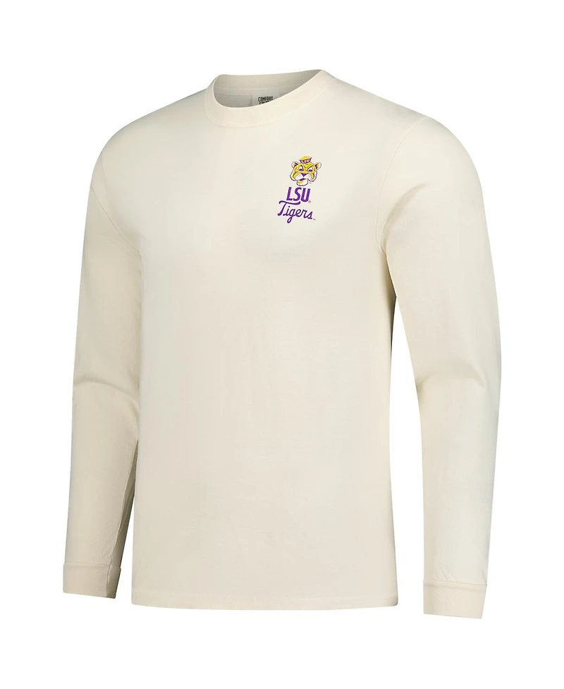 Image One Men's Natural Lsu Tigers Comfort Colors Mascot Overlay Long Sleeve T-Shirt