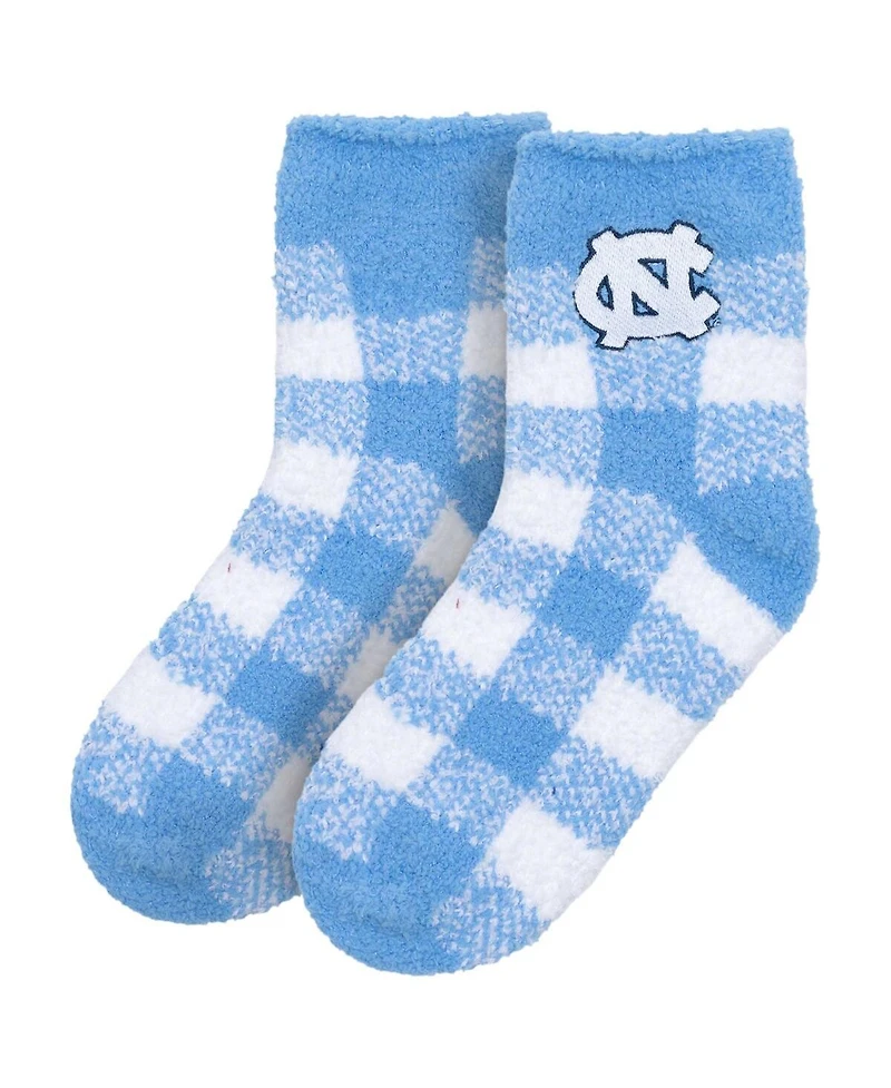 ZooZatz Women's North Carolina Tar Heels Fuzzy Buffalo Checkered Ankle Socks