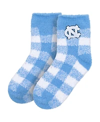 ZooZatz Women's North Carolina Tar Heels Fuzzy Buffalo Checkered Ankle Socks
