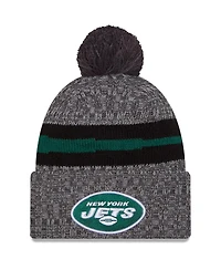 New Era Men's Gray New York Jets 2023 Sideline Sport Cuffed Pom Knit Hat