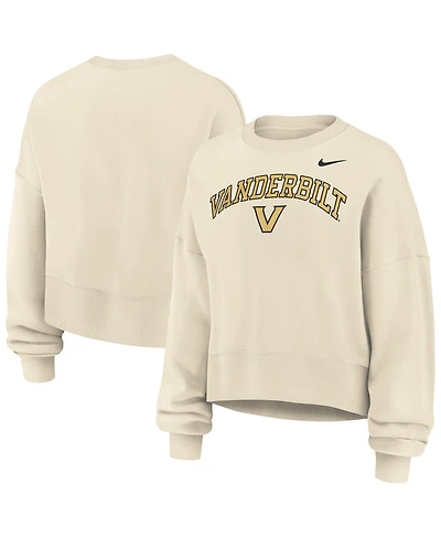 Nike Women's Natural Vanderbilt Commodores Phoenix Fleece Oversized Cropped Sweatshirt