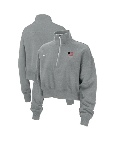 Nike Women's Gray Team Usa Phoenix Fleece Half-Zip Sweatshirt