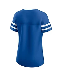 Fanatics Women's Royal Indianapolis Colts True Catch Iconic Rhinestone Bling Athena Lace-Up T-Shirt