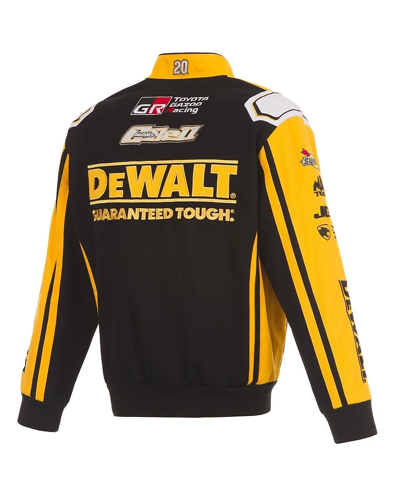 Jh Design Men's Black/Yellow Christopher Bell DeWalt Full-Snap Twill Uniform Jacket