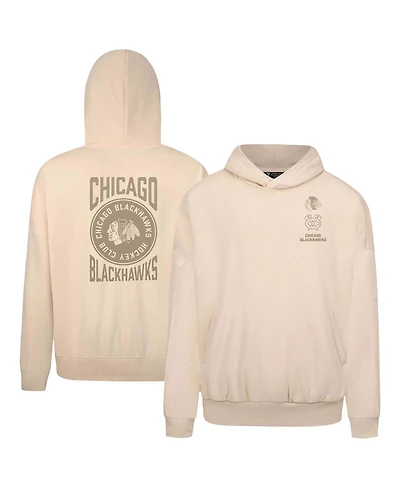 LevelWear Men's Cream Chicago Blackhawks Contact Stamp Pullover Hoodie