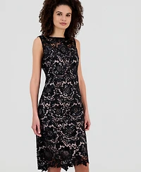 Anne Klein Women's Sequined Lace Boat-Neck Dress