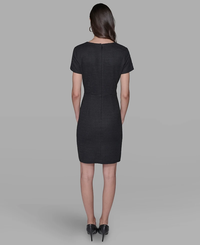 Karl Lagerfeld Paris Women's Embellished Knit Tweed A-line Dress