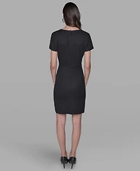 Karl Lagerfeld Paris Women's Embellished Knit Tweed A-line Dress