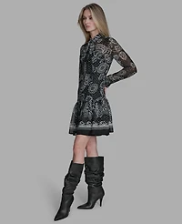 Bcbg Women's Drop-Waist Shift Long Sleeve Dress