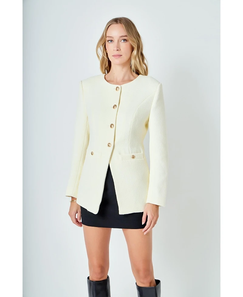 endless rose Women's Tweed Buttoned Vest