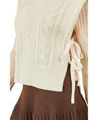 Yumi Women's Floral Cable Knit Side Tie Pullover